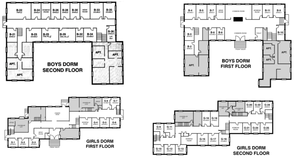Floor plan for High Mowing Boys and Girls Dorms